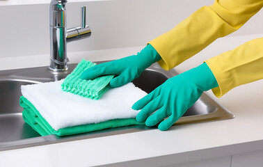 Cleaning, use a cloth to wipe various areas in the house or building.