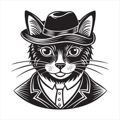 cute cat head black and white