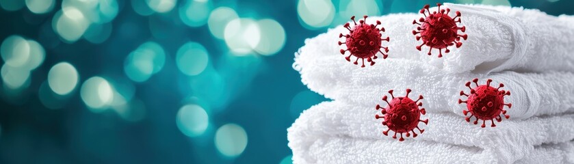 Obraz premium Clean White Towels Stack Hygiene Coronavirus Prevention Cleanliness Soft Texture