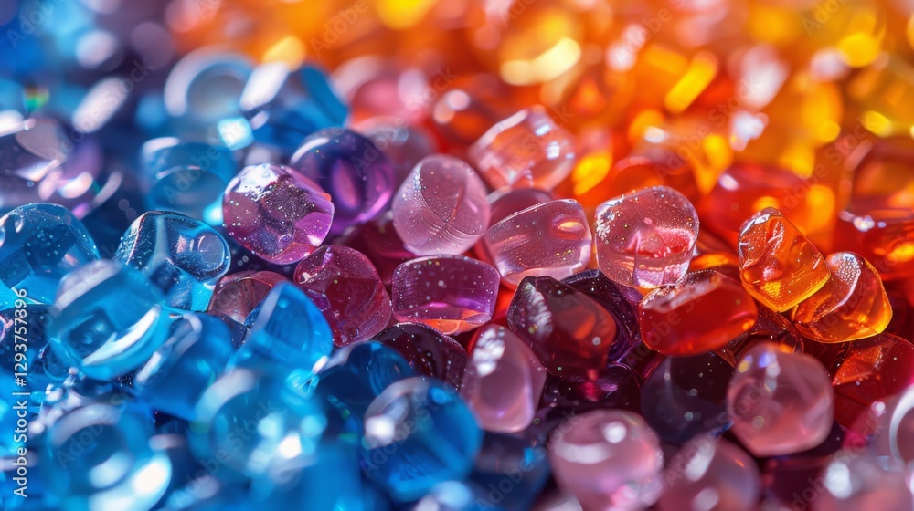 Poster small glass marbles in a variety of vibrant colors fill the frame, showcasing their smooth surfaces 