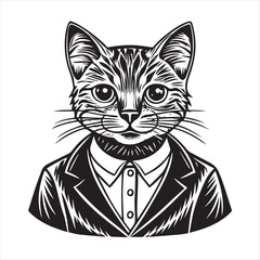 cute cat head black and white