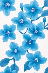 Obraz premium Seamless Floral Pattern, Blue Watercolor Flowers on White Background, Airy and Elegant Design