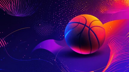 Obraz premium The Enigmatic Sphere: A Basketball Resting Amidst a Glimmering, Otherworldly Landscape of Light and Shadow