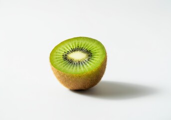 Freshly cut kiwi showcasing its vibrant green interior and unique texture