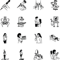 Obraz premium Motherhood Doodle Style Icon Collection