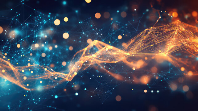 Abstract digital backdrop. Suitable for technological processes, neural networks, artificial intelligence, digital storage, audio and visual forms, scientific applications, education, and more