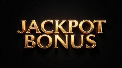 Text Jackpot bonus on dark background, gold style. Banner, splash, greeting, advertising
