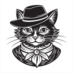 cute cat head black and white