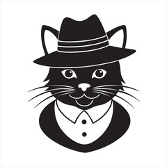 cute cat head black and white