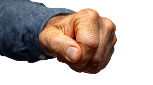 Hand Showing Fist, Isolated on Black, Demonstrating Power and Strength
