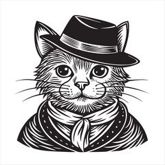 cute cat head black and white