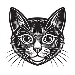 cute cat head black and white