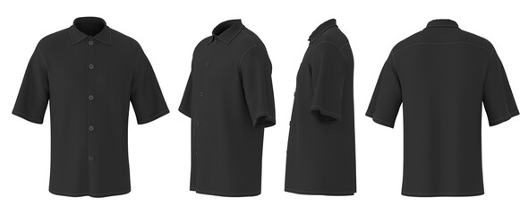 Mens Black Classic Shirt Mockup Front Back 34 Side Views