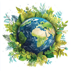 Earth surrounded by vibrant foliage representing nature beauty