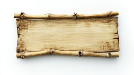 Obraz premium Bamboo sign plate , isolated on a white background