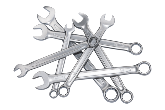 A pile of wrench tools cut out png mage
