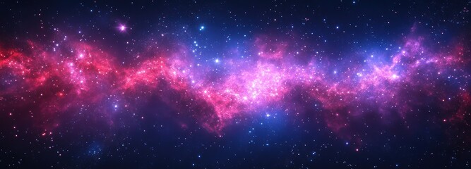 Fototapeta premium Vibrant purple and red nebula illuminating the vastness of space