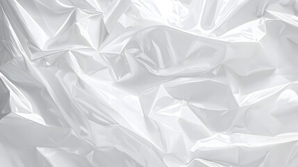 Smooth and glossy texture of white plastic film wrap with slight wrinkles, plastic, shiny
