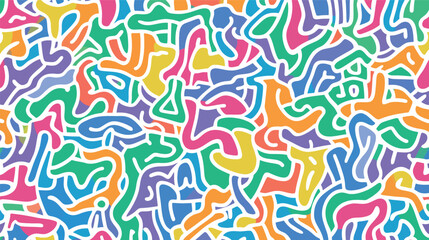 Fun Colorful Line Doodle Seamless Pattern – Playful Hand-Drawn Abstract Background