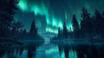 Obraz premium A natural light source is the Northern Lights.