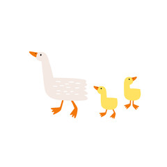 Cute farm animals in flat style. Hand-drawn country goose. Childish character. Cartoon flat graphic vector seamless pattern