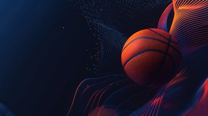 Obraz premium The Enigmatic Sphere: A Basketball Resting Amidst a Glimmering, Otherworldly Landscape of Light and Shadow