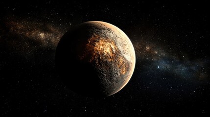 Obraz premium A beautiful celestial view of a planet in space, highlighting its unique features against the endless dark expanse of the universe