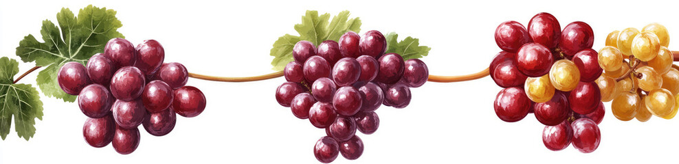 Fototapeta premium Set of delicious grapes, isolated on a white background