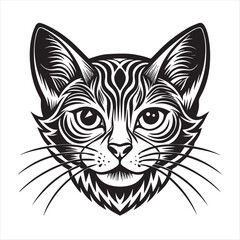 cute cat head black and white