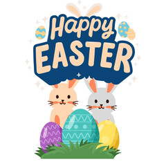 Happy Eater with bunny and colorful eggs.