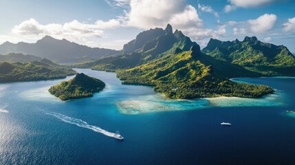 Obraz premium A breathtaking view of islands across the globe, showcasing their diverse landscapes, rich traditions, and timeless beauty