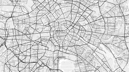 Minimalist Berlin Street Map with Labels and Neighborhoods