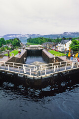 Obraz premium View at the locks in Fort augustus at Caledonian Canal