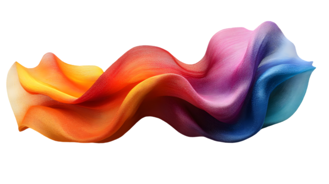 Abstract Wavy Silk Fabric Gradient Flowing on Black Background Texture