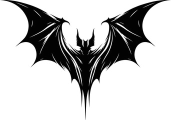 Minimalist illustration of a horrifying bat silhouette style