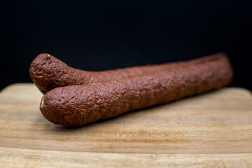 Dry smoked sausage, medium minced. Traditional taste and appetizing aroma.
