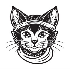 cute cat head black and white