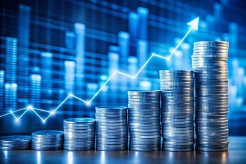 Financial Growth: Stacks of Coins Illustrate Increasing Investment