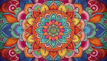 Hand drawn colorful mandalas. Generated image