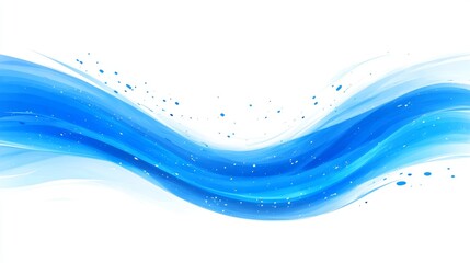 Abstract Flowing Blue Wave, Transparent Shape with Smooth Lines and Dynamic Motion, White Background