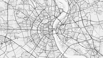 Minimalist Cologne Street Map with Labels and Neighborhoods