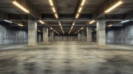 Grunge Sci Fi Concrete Background Cyber Clean Empty Studio Tunnel Corridor Dark Cement Asphalt Light Glow Parking Hangar Warehouse Underground 3D Rendering Illustration
