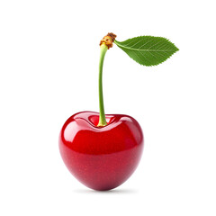 Delicious red cherry cut out isolated on white background