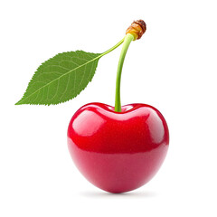 Delicious red cherry cut out isolated on white background