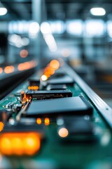 Close-up of circuit board showcasing glowing components and intr