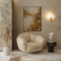 The image shows a decorated interior with furnishings present