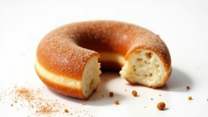 Golden Brown Sesame Seed Bagel with Bite Taken – Soft Texture and Appetizing Detail