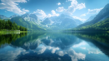 Fototapeta premium Ancient stone temple exhibits realistic architecture with sunlight filtering through, casting warm beige and gray tones in a wide shot from ground level, majestic and steeped in history. 