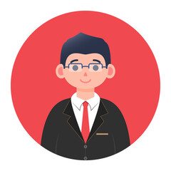 Flat Illustration Of Cute Kid Wearing Black Suit