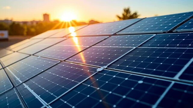4K frame Sunny panels at sunset